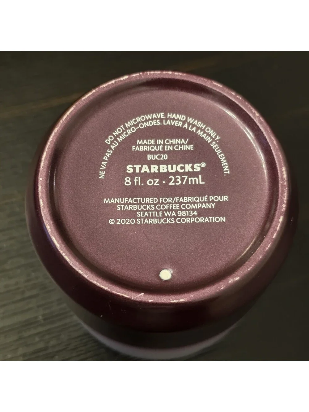 Starbucks Ceramic Tumbler Unisex 8oz Purple Ombre Lilac With Lid VGC